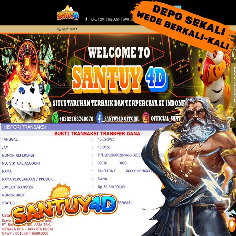 Santuy4d > Situs Slot Gacor Malam Ini Deposit Dana 5000 Tanpa Potongan